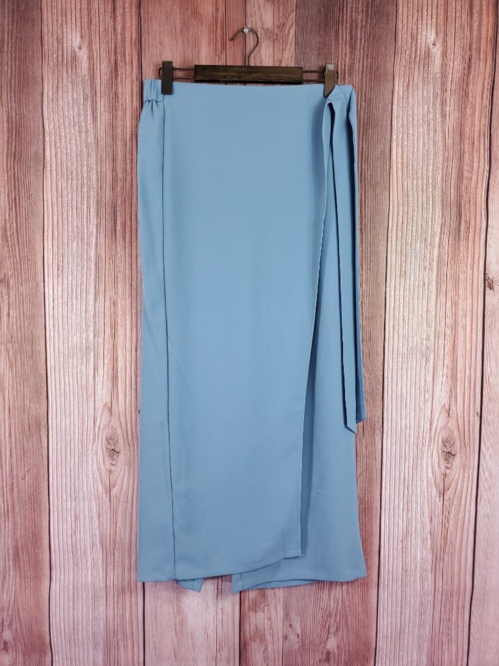 NWT Halara Wrap Wide Leg Pants Women XL Petite Blue Overlay Maxi Skirt Trousers